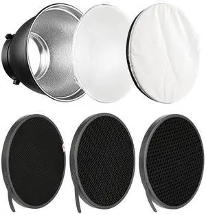 7" Standard Reflector Lamp Shade Dish Diffuser with 20° /40°/ 60° Honeycomb Grid White Soft Cloth for Bowens Mount Studio Strobe Flash Light Speedlite 7" Standard Reflector Lamp Shade Dish Diffuser with 20° /40°/ 60° Honeycomb Grid White Soft Cloth for Bowens Mount Studio Strobe Flash Light Speedlite
