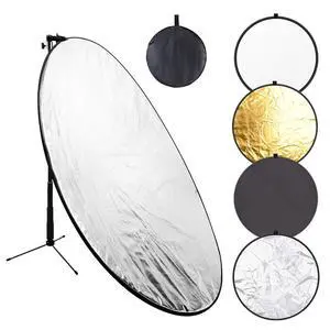 43 Inch/110 Centimeter Light Reflector 5-in-1 Collapsible Photography Reflectors kit with Metal Clamp and Light Stand for Studio Lighting Outdoor Shooting (Silver/Gold/White/Black/Translucent) 43 Inch/110 Centimeter Light Reflector 5-in-1 Collapsible Photography Reflectors kit with Metal Clamp and Light Stand for Studio Lighting Outdoor Shooting (Silver/Gold/White/Black/Translucent)