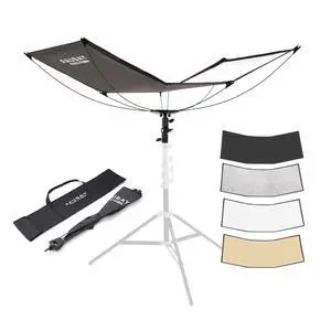 Quick-Open Curved Reflector, U-Shape Clamshell Light Reflector with 48in x 26in Photography Diffuser for Studio Portrait&Video Shooting, 4-in-1 Black/White/Silver/Gold, RAPIDLITE, CR-120 Quick-Open Curved Reflector, U-Shape Clamshell Light Reflector with 48in x 26in Photography Diffuser for Studio Portrait&Video Shooting, 4-in-1 Black/White/Silver/Gold, RAPIDLITE, CR-120