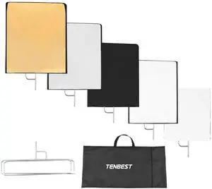 Photography Light Reflector Flag Kit, 30x35inches/75x90cm, 4-in-1 Gold/Silver/Black/White Diffuser and Translucent Diffuser, Foldable Stainless Steel Frame Photography Light Reflector Flag Kit, 30x35inches/75x90cm, 4-in-1 Gold/Silver/Black/White Diffuser and Translucent Diffuser, Foldable Stainless Steel Frame