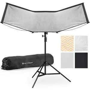 48"x26" Curved Reflector with Stand, Quick-Open, 4-in-1 48"x26" Curved Reflector with Stand, Quick-Open, 4-in-1