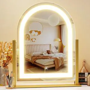 Arched Makeup Vanity Mirror with Lights 17.2" LED Makeup Mirror Detachable 10X Magnification, Hollywood Make Up Mirror with Lighting, Smart Touch, 360° Rotation, (Gold,Gift Box) Arched Makeup Vanity Mirror with Lights 17.2" LED Makeup Mirror Detachable 10X Magnification, Hollywood Make Up Mirror with Lighting, Smart Touch, 360° Rotation, (Gold,Gift Box)