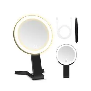Magnifying Mirror with Light, Double Sided 30X/1X Lighted Travel Makeup Mirror with Magnification, 3 Color Lighting, Dimmable Touch Screen, Adjustable & Foldable Hand Mirror (Black) Magnifying Mirror with Light, Double Sided 30X/1X Lighted Travel Makeup Mirror with Magnification, 3 Color Lighting, Dimmable Touch Screen, Adjustable & Foldable Hand Mirror (Black)