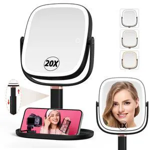 Makeup Mirror with Lights, 1X/20X Magnifying Mirror with Light Makeup Mirror with Lights, 1X/20X Magnifying Mirror with Light