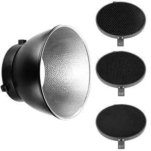 7inch/ 18cm Standard Reflector Diffuser with 10/30/50 Degree Honeycomb Grid for Bowens Mount Studio Light Strobe Flash 7inch/ 18cm Standard Reflector Diffuser with 10/30/50 Degree Honeycomb Grid for Bowens Mount Studio Light Strobe Flash
