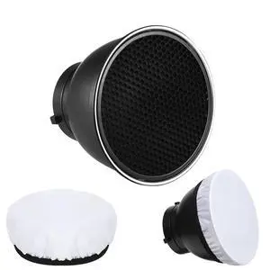 7" Standard Reflector Lamp Shade Dish Diffuser with 60° Honeycomb Grid for Bowens Mount Studio Strobe Flash Light Speedlite (with Soft Cloth) 7" Standard Reflector Lamp Shade Dish Diffuser with 60° Honeycomb Grid for Bowens Mount Studio Strobe Flash Light Speedlite (with Soft Cloth)