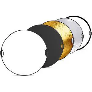 5-in-1 Collapsible Photography Reflector Kit, 110cm (43") Round with Dual Handles, Silver, Gold, White, Black & Translucent Surfaces, Portable Light Modifier with Carry Bag 5-in-1 Collapsible Photography Reflector Kit, 110cm (43") Round with Dual Handles, Silver, Gold, White, Black & Translucent Surfaces, Portable Light Modifier with Carry Bag