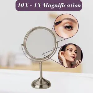6" Tabletop Makeup Mirror - 10X Magnification - Nickel - JP910NB 6" Tabletop Makeup Mirror - 10X Magnification - Nickel - JP910NB