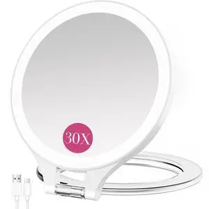 Travel 30X/1X Magnifying Mirror with Light Double Sided Mirror Travel 30X/1X Magnifying Mirror with Light Double Sided Mirror