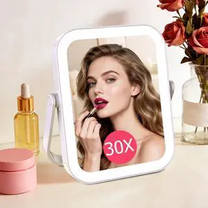 3000mAh Rechargeable Travel Magnifying Mirror with Light,White 3000mAh Rechargeable Travel Magnifying Mirror with Light,White
