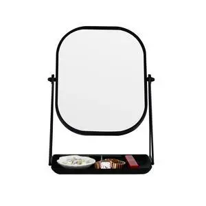 360 Degrees Rotating Metal Makeup Mirror with Storage, Vanity Mirror for Desk, Bathroom, Bedroom, Dressing Table (Black) 360 Degrees Rotating Metal Makeup Mirror with Storage, Vanity Mirror for Desk, Bathroom, Bedroom, Dressing Table (Black)