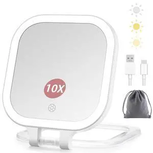7" Travel Makeup Mirror with Lights & 1X/10X Magnifying Vanity Mirror 7" Travel Makeup Mirror with Lights & 1X/10X Magnifying Vanity Mirror