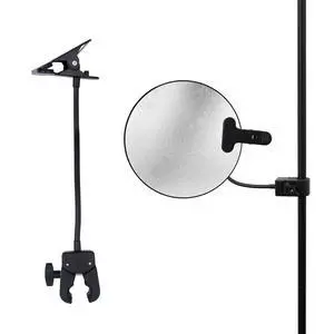 Photography Reflector Holder, 11 Inch Bendable Metal Reflector Photography Stand Clamp for Backdrop, Diffuser, Lighting, Clamping Range 0.5''-1.9'' Photography Reflector Holder, 11 Inch Bendable Metal Reflector Photography Stand Clamp for Backdrop, Diffuser, Lighting, Clamping Range 0.5''-1.9''