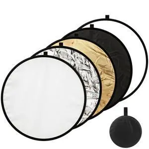 5-in-1 Photography Reflector 24"(60cm), Multi-Disc Collapsible Light Reflector with Bag - Super Portable for Studio/Macro Photography - Translucent, Silver, Gold, White and Black 5-in-1 Photography Reflector 24"(60cm), Multi-Disc Collapsible Light Reflector with Bag - Super Portable for Studio/Macro Photography - Translucent, Silver, Gold, White and Black