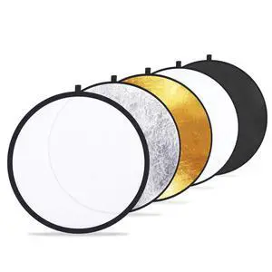 24" (60cm) 5-in-1 Photography Reflector, Multi-Disc Light Reflectors for Photography, Collapsible with Bag - Translucent, Silver, Gold, White and Black 24" (60cm) 5-in-1 Photography Reflector, Multi-Disc Light Reflectors for Photography, Collapsible with Bag - Translucent, Silver, Gold, White and Black