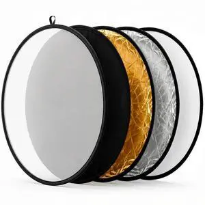22 Inch (60 cm) 5-in-1 Collapsible Light Reflector & Diffuser - Translucent, Silver, Gold, White, Black, Multi Disc Photography Reflector for Studio Outdoor Photography 22 Inch (60 cm) 5-in-1 Collapsible Light Reflector & Diffuser - Translucent, Silver, Gold, White, Black, Multi Disc Photography Reflector for Studio Outdoor Photography