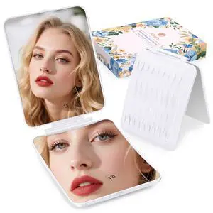 Travel Makeup Mirror with 1X/10X Magnifying, Portable Folding Make Up Tabletop Mirror for Office, Compact Vanity Mirror for Travel (Pearl White, No LED Lights) Travel Makeup Mirror with 1X/10X Magnifying, Portable Folding Make Up Tabletop Mirror for Office, Compact Vanity Mirror for Travel (Pearl White, No LED Lights)