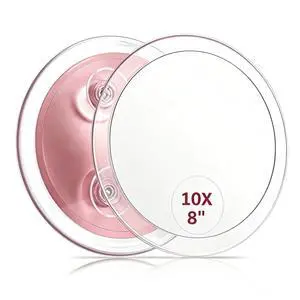 Large 8 Inch Round Magnifying Mirror with 3 Suction Cups for Easy Mounting (10X Magnification) - Perfect for Detailed Grooming and Travel Large 8 Inch Round Magnifying Mirror with 3 Suction Cups for Easy Mounting (10X Magnification) - Perfect for Detailed Grooming and Travel