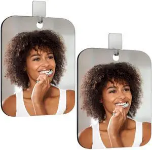 2PCS Shower Mirror Fogless for Shaving, Large 10x8'' Unbreakable Deluxe Makeup Portable Locker Mirror with 1 Adhesive Hooks, Plastic Frameless Bathroom Shatterproof Handheld Mirror for Men & Women 2PCS Shower Mirror Fogless for Shaving, Large 10x8'' Unbreakable Deluxe Makeup Portable Locker Mirror with 1 Adhesive Hooks, Plastic Frameless Bathroom Shatterproof Handheld Mirror for Men & Women
