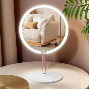 Round Makeup Mirror with Lights, Rechargeable, 3 Color Modes, Dimmable Round Makeup Mirror with Lights, Rechargeable, 3 Color Modes, Dimmable