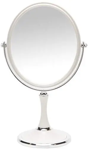 Vintage Table Mirror with Stand 8-inch Double Sided Swivel 1X/3X Magnification Desk Mirror with Silver Style 13 Inch Height Standing Tabletop Makeup Vanity Mirror(Oval) Vintage Table Mirror with Stand 8-inch Double Sided Swivel 1X/3X Magnification Desk Mirror with Silver Style 13 Inch Height Standing Tabletop Makeup Vanity Mirror(Oval)