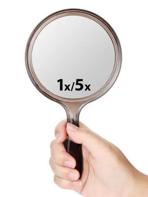 8.3" L x 4.5" W Hand Mirror with 5X Magnification for Makeup, Black 8.3" L x 4.5" W Hand Mirror with 5X Magnification for Makeup, Black