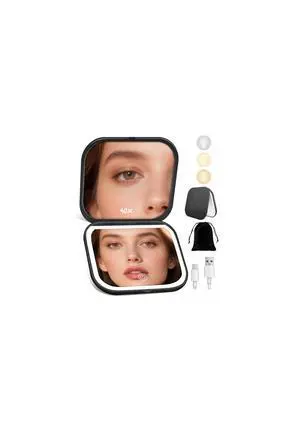 Magnifying Mirror with Light, Rechargeable 40X Compact Mirror with 3 Lighting Modes & Dimmable Brightness, Portable Travel Makeup Mirror with Light, Essentials for Travel, Pocket Purse Black Magnifying Mirror with Light, Rechargeable 40X Compact Mirror with 3 Lighting Modes & Dimmable Brightness, Portable Travel Makeup Mirror with Light, Essentials for Travel, Pocket Purse Black