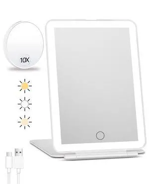 Rechargeable Travel Makeup Mirror with Lights 10X Magnifying Rechargeable Travel Makeup Mirror with Lights 10X Magnifying