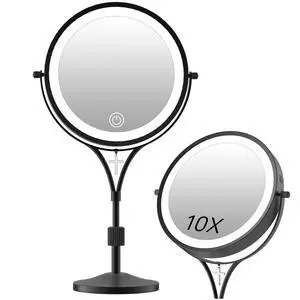 7" Lighted Makeup Mirror with Lights and 1X/10X Magnification,Black 7" Lighted Makeup Mirror with Lights and 1X/10X Magnification,Black