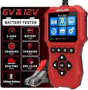 Car Battery Tester 6V 12V with Lithium Battery Testing, BT910 5-3000CCA Battery Load Tester, Automotive Alternator Tester Charging Cranking System Tester for Car Truck Motorcycle SUV ATV Boat Car Battery Tester 6V 12V with Lithium Battery Testing, BT910 5-3000CCA Battery Load Tester, Automotive Alternator Tester Charging Cranking System Tester for Car Truck Motorcycle SUV ATV Boat