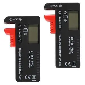 2 Pack Battery Tester, Digital LCD Universal Battery Checker for AA AAA C D 9V 3.7V 1.5V Button Cell Household Batteries 2 Pack Battery Tester, Digital LCD Universal Battery Checker for AA AAA C D 9V 3.7V 1.5V Button Cell Household Batteries