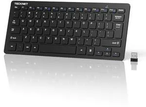 2.4G Wireless Keyboard - Mini Compact Keyboard with Media Hotkeys, 12-Month Battery Life, Compatible with PC, Desktop, Laptop, Smart TV - Black 2.4G Wireless Keyboard - Mini Compact Keyboard with Media Hotkeys, 12-Month Battery Life, Compatible with PC, Desktop, Laptop, Smart TV - Black