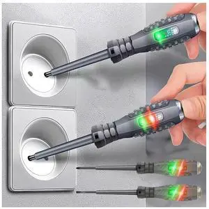 2-in-1 High Torque Strong Magnetic Flathead Phillips Screwdriver Electricity Detector Electric Non-Contact Voltage Tester Pen Electrical Current Power Circuit Live Wire Electrician Tester (F+P) 2-in-1 High Torque Strong Magnetic Flathead Phillips Screwdriver Electricity Detector Electric Non-Contact Voltage Tester Pen Electrical Current Power Circuit Live Wire Electrician Tester (F+P)