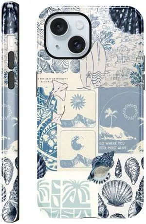 Seashell for iPhone 15 Case 6.1",Beach Blue Collage Coast Cute Summer Phone Cases for Girl Women Boy Men TPU Scratch Resistant Shockproof Protective Cover Cases,Coastal World Seashell for iPhone 15 Case 6.1",Beach Blue Collage Coast Cute Summer Phone Cases for Girl Women Boy Men TPU Scratch Resistant Shockproof Protective Cover Cases,Coastal World