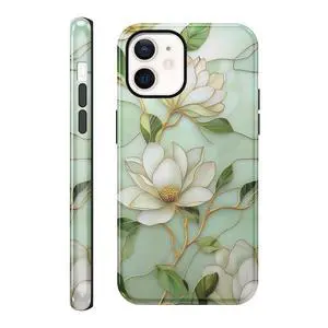 for iPhone 12/iPhone 12 Pro 6.1'' White Magnolia Flowers Case,Aesthetic Protective Trendy Phone Case for Women Girls, Stained Glass Flower Funda Dual-Layer Hard Shell+Silicone Shockproof Cover for iPhone 12/iPhone 12 Pro 6.1'' White Magnolia Flowers Case,Aesthetic Protective Trendy Phone Case for Women Girls, Stained Glass Flower Funda Dual-Layer Hard Shell+Silicone Shockproof Cover