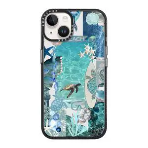 Summer Cute Clear Blue Ocean Phone Case for iPhone 14 / iPhone 13 Case 6.1", Aesthetic Colorful Turtle Sea Shell Pattern Design Girls Women Black Cover Shockproof Soft Slim TPU Protection Funda Summer Cute Clear Blue Ocean Phone Case for iPhone 14 / iPhone 13 Case 6.1", Aesthetic Colorful Turtle Sea Shell Pattern Design Girls Women Black Cover Shockproof Soft Slim TPU Protection Funda