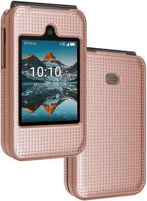 Grid Series for Consumer Cellular Iris Easy Flip Phone Case, Rose Gold Pink Grid Series for Consumer Cellular Iris Easy Flip Phone Case, Rose Gold Pink