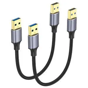 USB Cable 6 inch 2-Pack, Short USB A to USB A Cable Male to Male 3.0 Double Sided Cord 0.5FT Compatible with Hard Drive, Laptop Cooler, KVM, DVD Player and More USB Cable 6 inch 2-Pack, Short USB A to USB A Cable Male to Male 3.0 Double Sided Cord 0.5FT Compatible with Hard Drive, Laptop Cooler, KVM, DVD Player and More