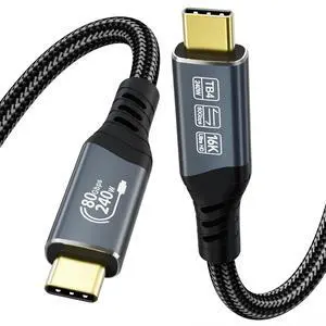 6.6FT 240W USB C Cable, 80Gbps USB4 Data Braided High Speed Cable 6.6FT 240W USB C Cable, 80Gbps USB4 Data Braided High Speed Cable