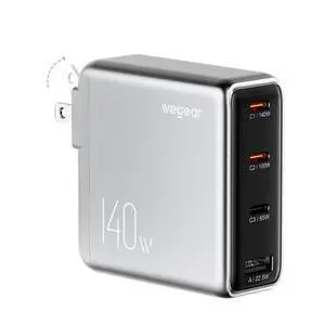 140W USB-C Charger for Laptop, Slim 4-Port PD 3.1 GaN Block-Silver 140W USB-C Charger for Laptop, Slim 4-Port PD 3.1 GaN Block-Silver