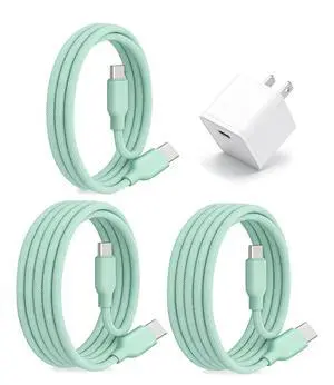 30W USB C Fast Charger, PD PPS Charger, 3 Cables, Green 30W USB C Fast Charger, PD PPS Charger, 3 Cables, Green