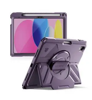 Case for iPad (A16) 11th/10th Generation 2025/2022 (11/10.9),Rugged Protective Case with 360° Rotating Hand Strap& Stand & Screen Protector & Pencil Holder Shockproof Full-Body Cover, Purple Case for iPad (A16) 11th/10th Generation 2025/2022 (11/10.9),Rugged Protective Case with 360° Rotating Hand Strap& Stand & Screen Protector & Pencil Holder Shockproof Full-Body Cover, Purple