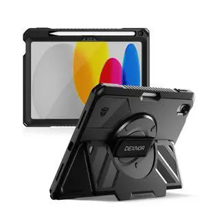 Case for iPad (A16) 11th/10th Generation 2025/2022 (11/10.9),Rugged Protective Case with 360° Rotating Hand Strap& Stand & Screen Protector & Pencil Holder Shockproof Full-Body Cover, Black Case for iPad (A16) 11th/10th Generation 2025/2022 (11/10.9),Rugged Protective Case with 360° Rotating Hand Strap& Stand & Screen Protector & Pencil Holder Shockproof Full-Body Cover, Black