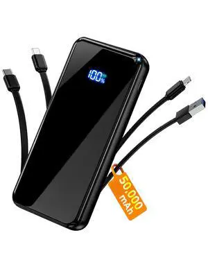 Portable Charger 50000mAh, 22.5W Power Bank with Built-in 4 Cables Portable Charger 50000mAh, 22.5W Power Bank with Built-in 4 Cables