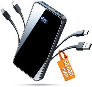 50000mAh Portable Charger, Built-in 4 Cables,22.5W Fast Charging Power Bank 50000mAh Portable Charger, Built-in 4 Cables,22.5W Fast Charging Power Bank