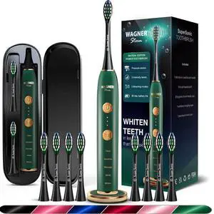 WHITEN+ Electric Toothbrush, 48,000 VPM, Pressure Sensor, 5 Modes, 8 Brush Heads, Travel Case WHITEN+ Electric Toothbrush, 48,000 VPM, Pressure Sensor, 5 Modes, 8 Brush Heads, Travel Case