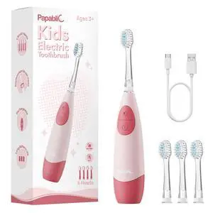 Kids Electric Toothbrush for Ages 4+ Children Girls and Boys, USB Rechargeable with Smart Brushing Timer, LED Light & 4 Replacement Brush Heads, Pink Kids Electric Toothbrush for Ages 4+ Children Girls and Boys, USB Rechargeable with Smart Brushing Timer, LED Light & 4 Replacement Brush Heads, Pink