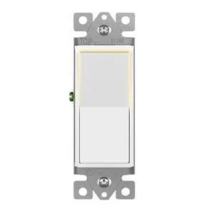 White Illuminated Single Pole Decorator Paddle Light Switch, 15A White Illuminated Single Pole Decorator Paddle Light Switch, 15A