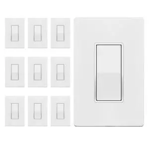 Matte White Single Pole Decorator Paddle Light Switch, 15A, 10 Pack Matte White Single Pole Decorator Paddle Light Switch, 15A, 10 Pack