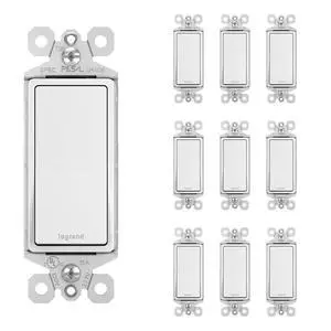 Legrand radiant TM870WCP6 15 Amp Rocker Wall Switch, Single Pole Decorator Light Switches, White (10 Pack) Legrand radiant TM870WCP6 15 Amp Rocker Wall Switch, Single Pole Decorator Light Switches, White (10 Pack)